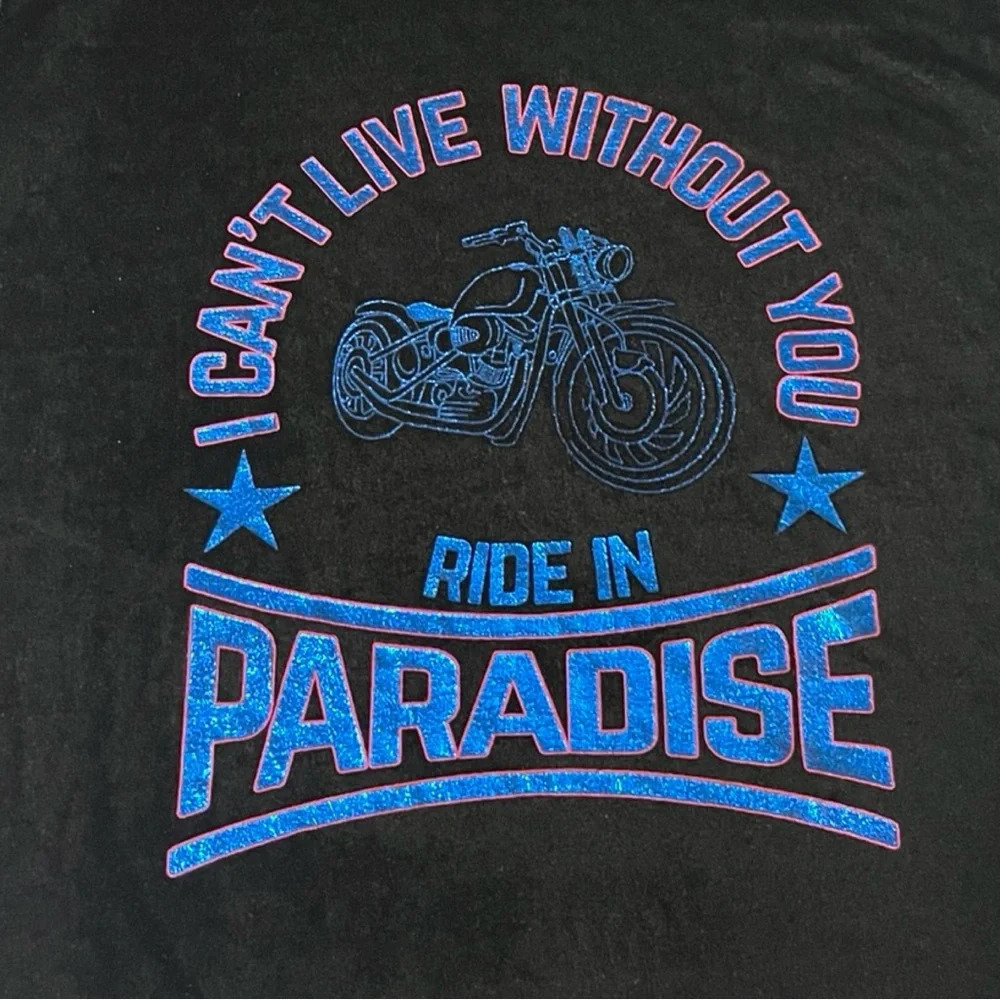 Zara W/B Tribute Ride In Paradise Velvet Oversized Tee Shirt - Picture 3 of 5